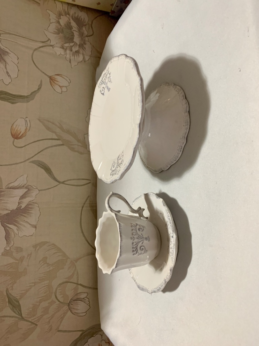 2 Vintage Yankee Candle Flip Tea Party Items Tea Cup #1259009, Pedestal #1259006